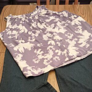 Vera Wang Floral Sleeveless Top - Purple and White